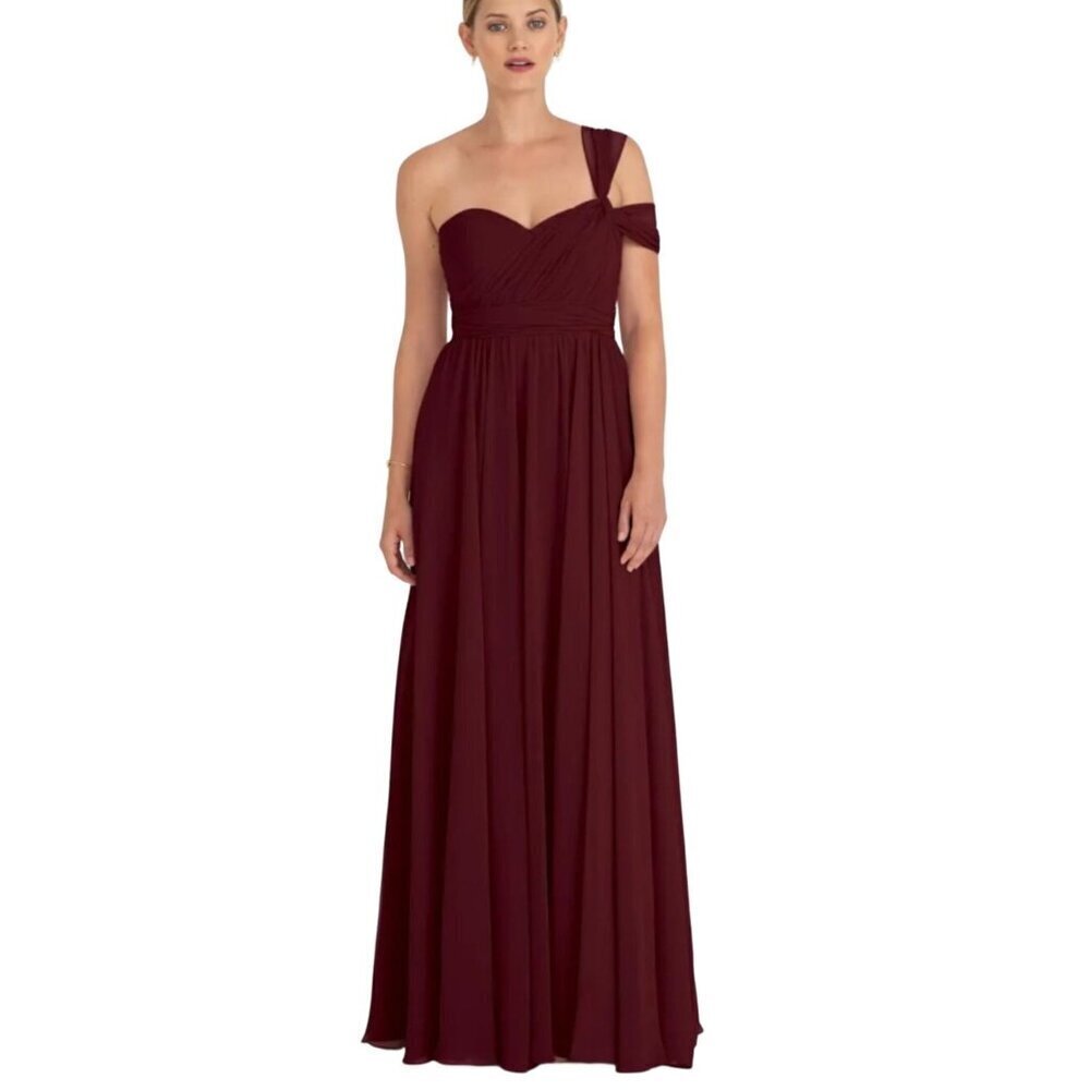 Jenny Yoo Mira Bridesmaid Dress Size 12‎ Chiffon Convertible Hibiscus Sweetheart